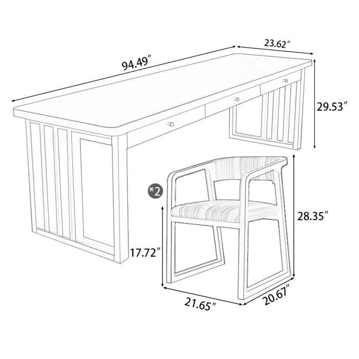 Lilac Garden Tools 3 Solid Wood Desk And Chair Set Office Set with